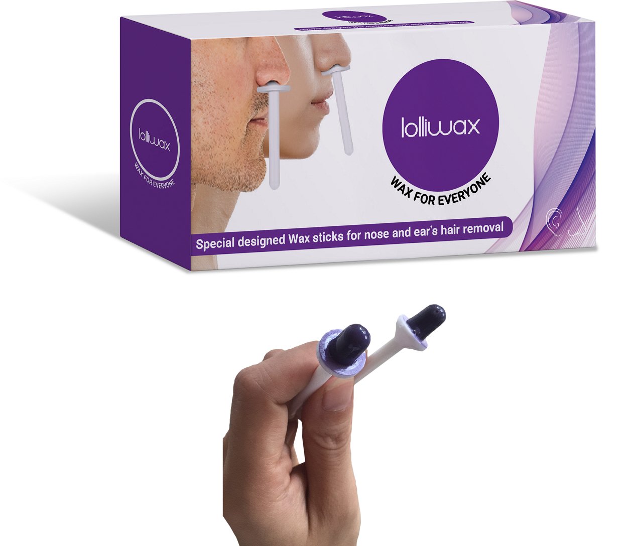 LOLLIWAX nose and ear hair removal wax sticks- 100pcs professional